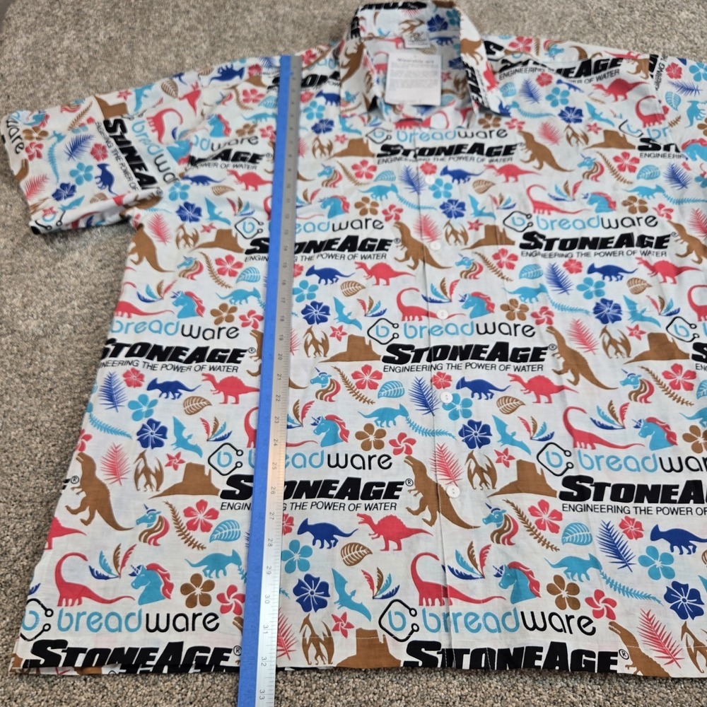 Rum Reggae Mens StoneAge Breadware Button Up Dinosaur Shirt‎ Size 2XL hawaiian - Picture 5 of 9